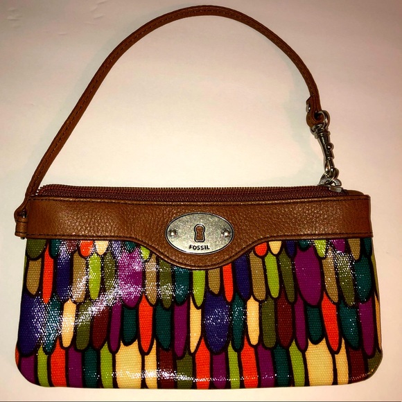 Fossil Multi-Color “Key-Per” Wristlet Clutch Wallet - Picture 3 of 10